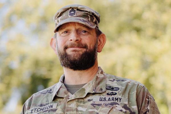Military affiliated student in full uniform